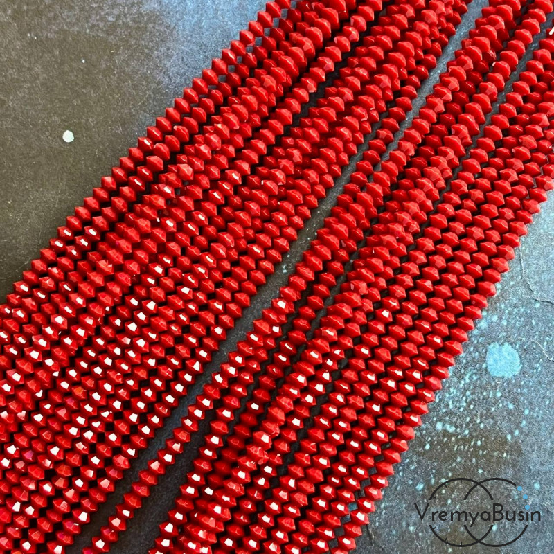 Бусины хрустальные кристаллики, блюдце 2х3.5 мм (1/2 нити, ок. 95 шт.)