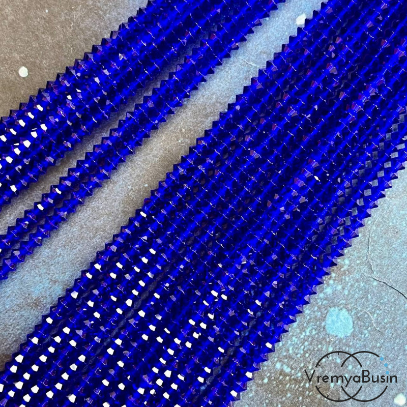 Бусины хрустальные кристаллики, блюдце 2х3.5 мм (1/2 нити, ок. 95 шт.)