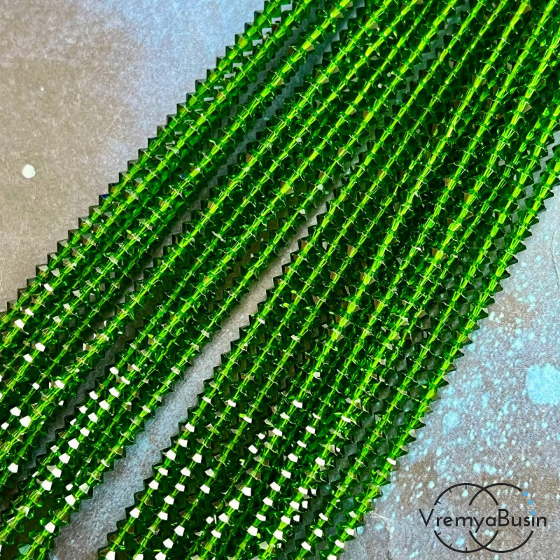 Бусины хрустальные кристаллики, блюдце 2х3.5 мм (1/2 нити, ок. 95 шт.)