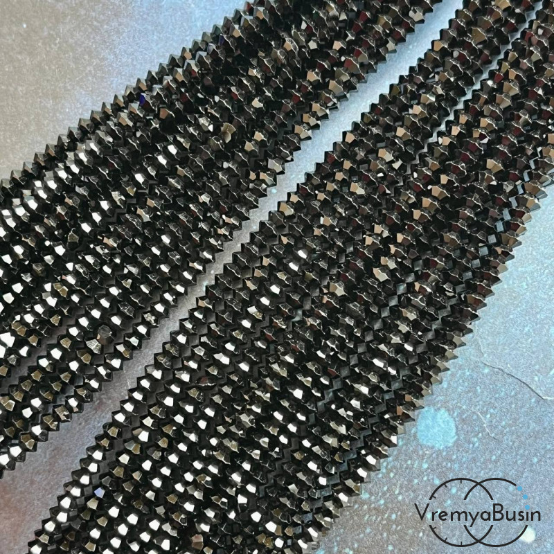 Бусины хрустальные кристаллики, блюдце 2х3.5 мм (1/2 нити, ок. 95 шт.)