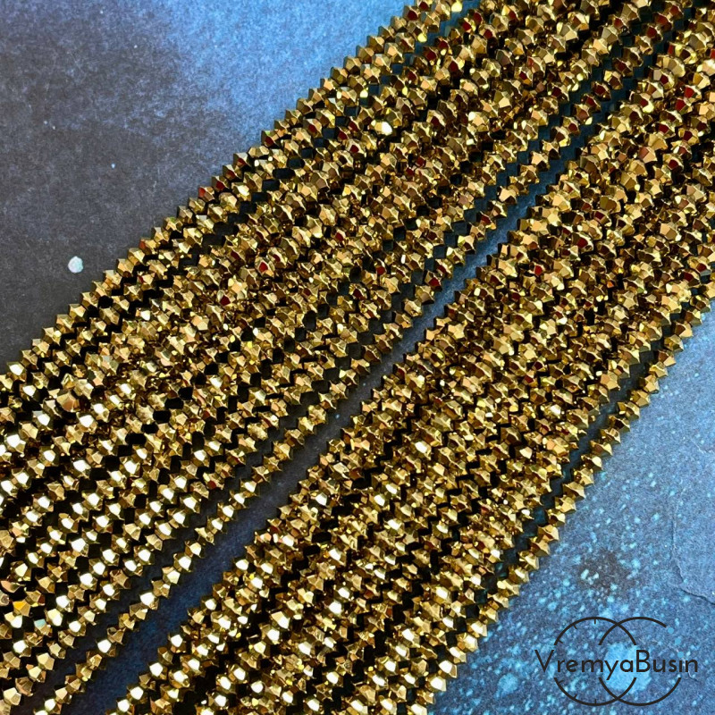 Бусины хрустальные кристаллики, блюдце 2х3.5 мм (1/2 нити, ок. 95 шт.)