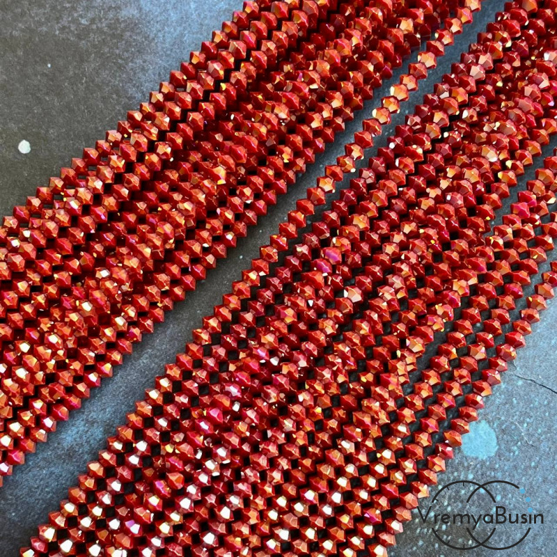 Бусины хрустальные кристаллики, блюдце 2х3.5 мм (1/2 нити, ок. 95 шт.)