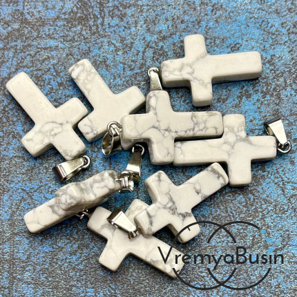 Подвеска из камня, крестик 18х25х5 мм (1 шт.)