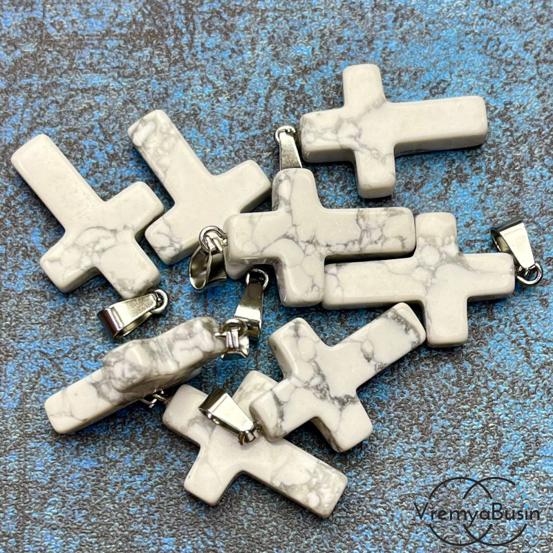 Подвеска из камня, крестик 18х25х5 мм (1 шт.)