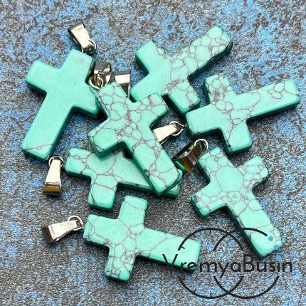 Подвеска из камня, крестик 18х25х5 мм (1 шт.)