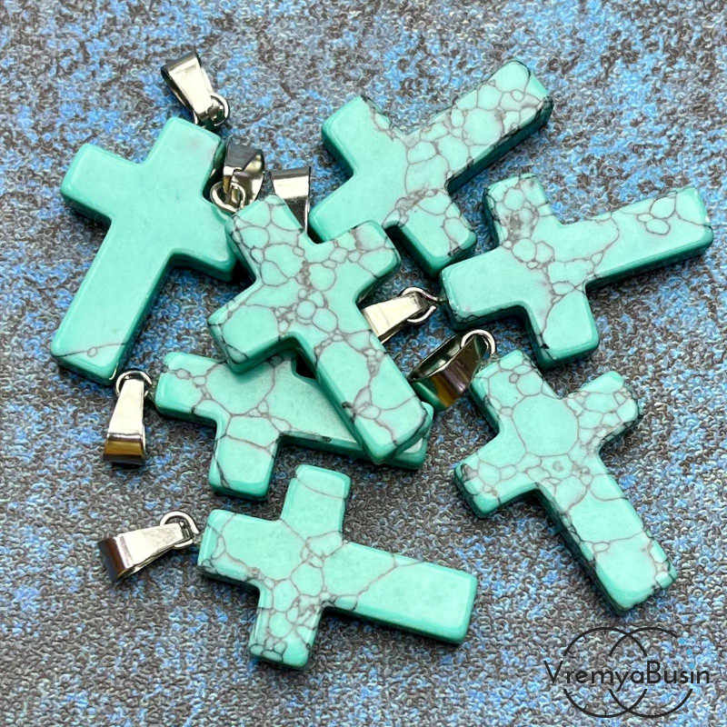 Подвеска из камня, крестик 18х25х5 мм (1 шт.)