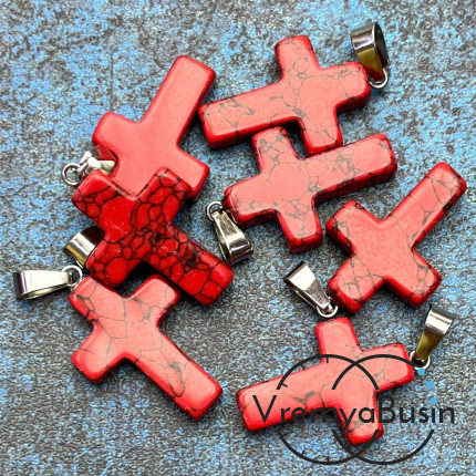 Подвеска из камня, крестик 18х25х5 мм (1 шт.)