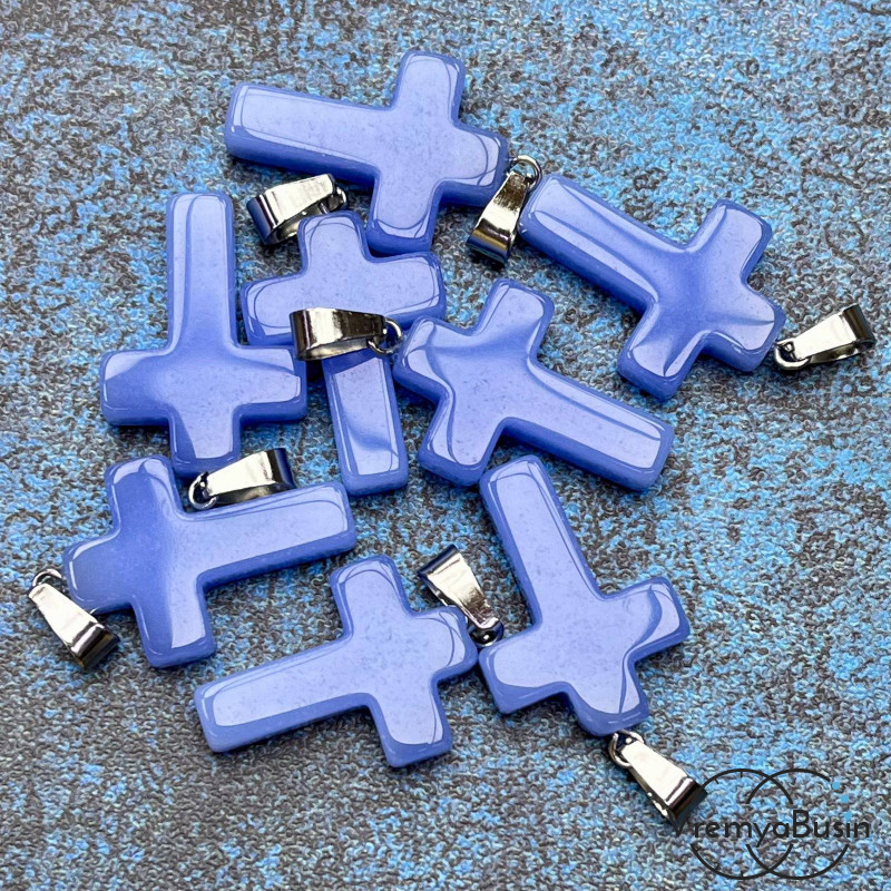 Подвеска из камня, крестик 18х25х5 мм (1 шт.)