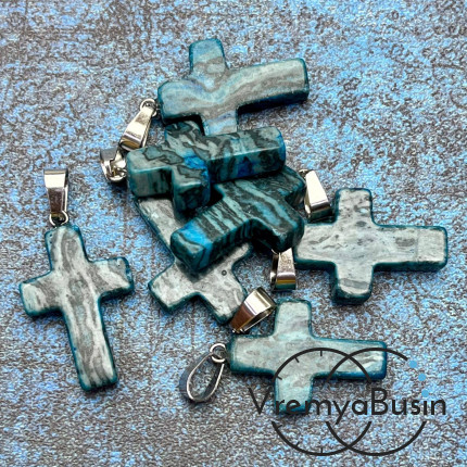 Подвеска из камня, крестик 18х25х5 мм (1 шт.)