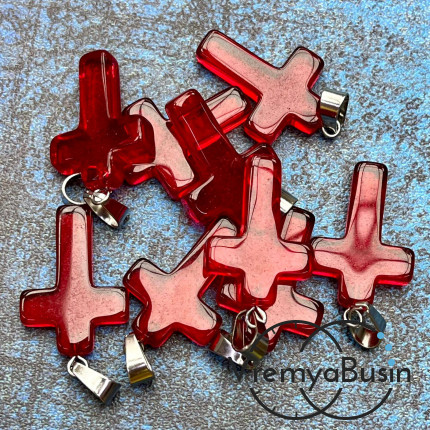 Подвеска из камня, крестик 18х25х5 мм (1 шт.)