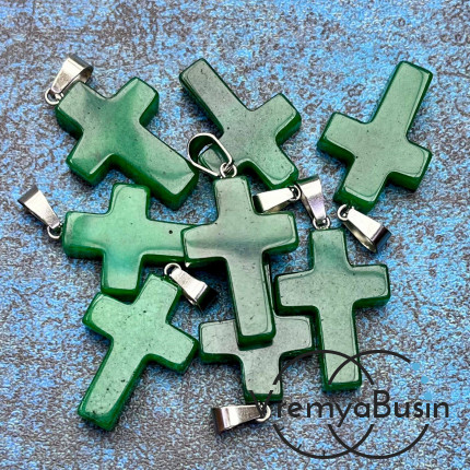 Подвеска из камня, крестик 18х25х5 мм (1 шт.)