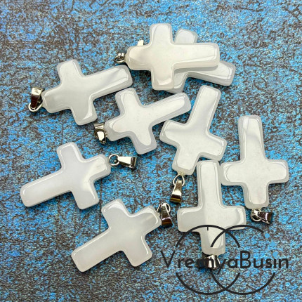 Подвеска из камня, крестик 18х25х5 мм (1 шт.)