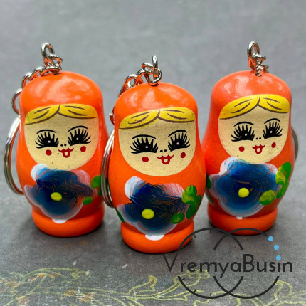 Подвеска из дерева «Матрешка», ок. 25х40 мм, цв. оранжевый  (1 шт.)