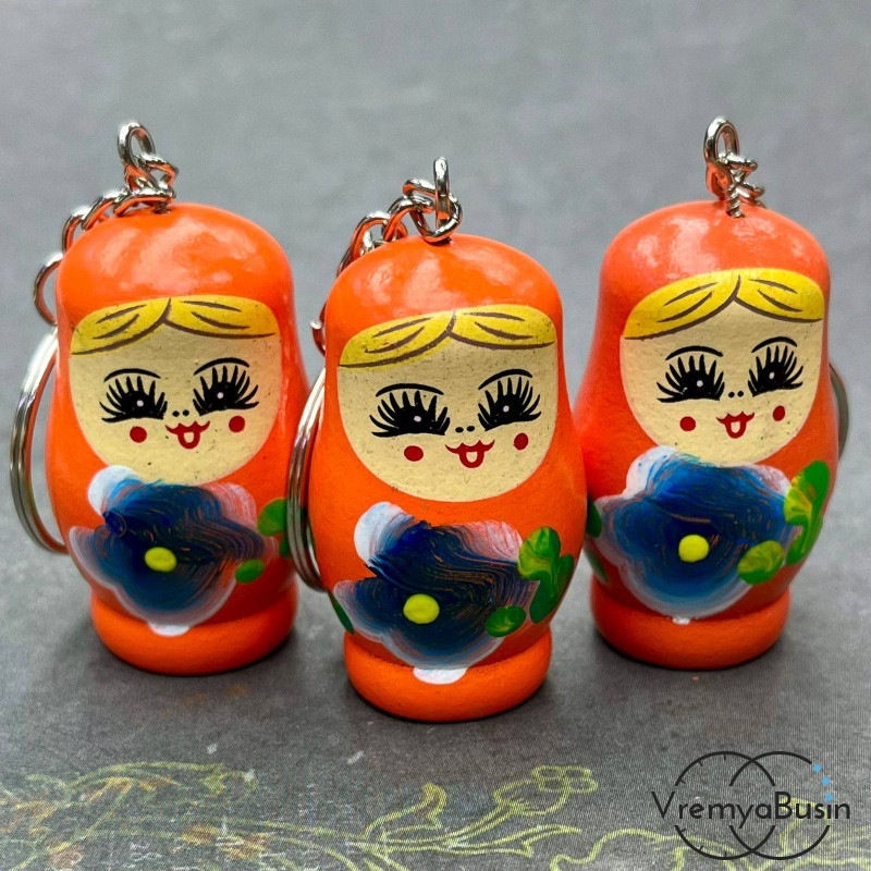 Подвеска из дерева «Матрешка», ок. 25х40 мм, цв. оранжевый  (1 шт.)