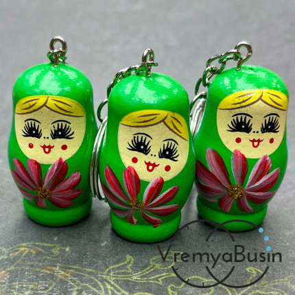 Подвеска из дерева «Матрешка», ок. 25х40 мм, цв. зеленый  (1 шт.)