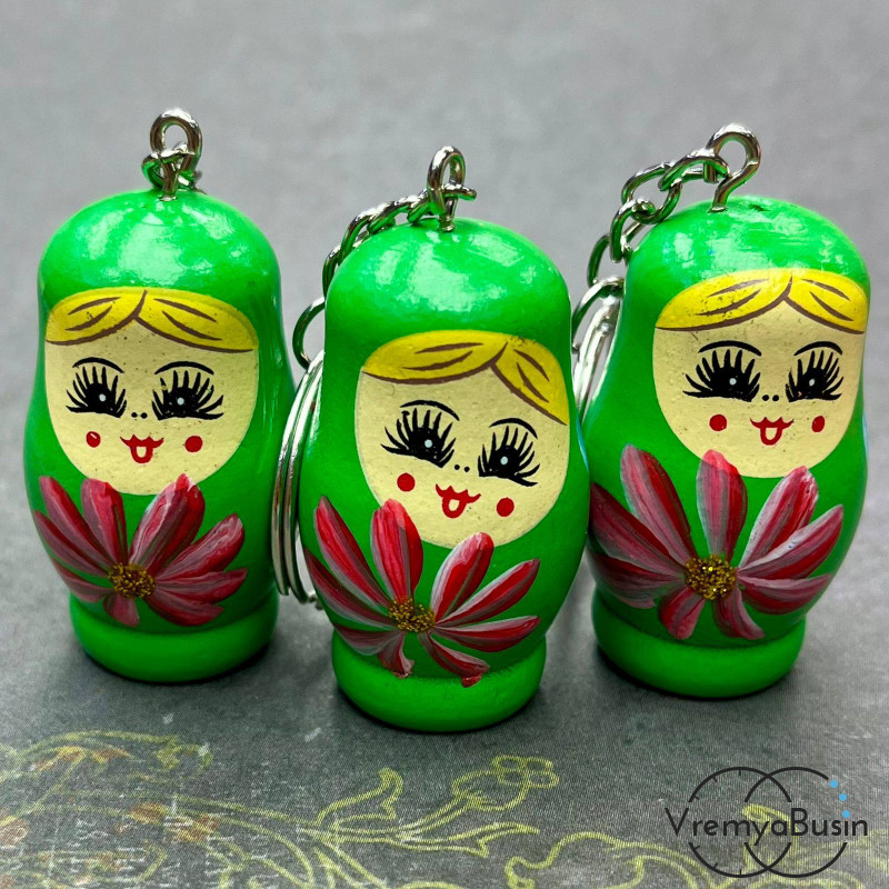Подвеска из дерева «Матрешка», ок. 25х40 мм, цв. зеленый  (1 шт.)