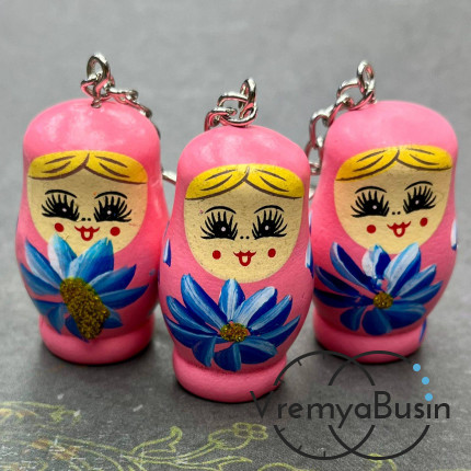 Подвеска из дерева «Матрешка», ок. 25х40 мм, цв. розовый  (1 шт.)