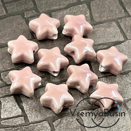 Бусина керамическая "Звездочка", 14х14х8 мм, цв. пыльно-розовый  (1 шт.)