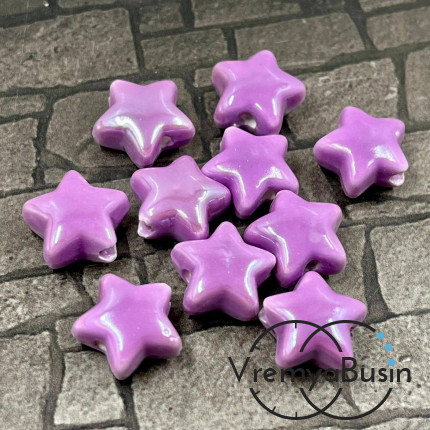 Бусина керамическая "Звездочка", 14х14х8 мм, цв. сиреневый  (1 шт.)