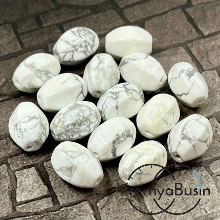 Кахолонг, бочонок с гранями, 14х10 мм (1 шт.)