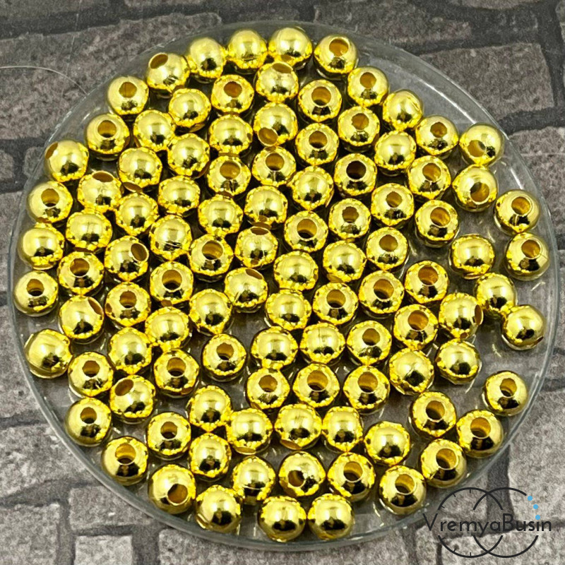 Разделители шарики, 5 мм, цв. золото (упак. ок. 50 шт.)