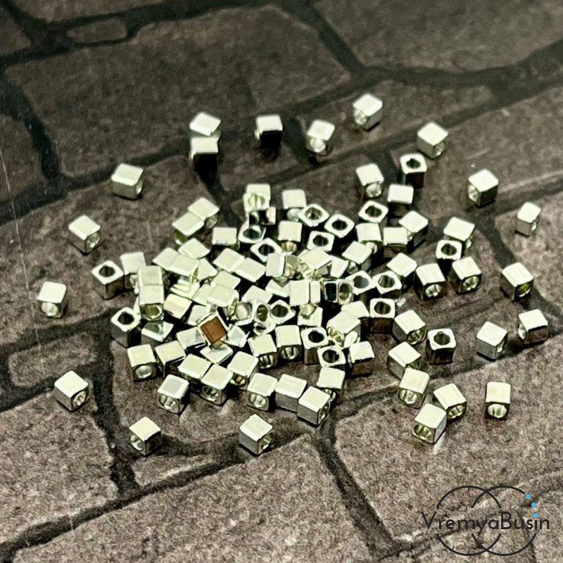 Разделители кубики, 2 мм, цв. никель (упак. ок. 100 шт.)