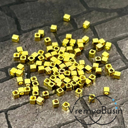 Разделители кубики, 2 мм, цв. золото (упак. ок. 100 шт.)