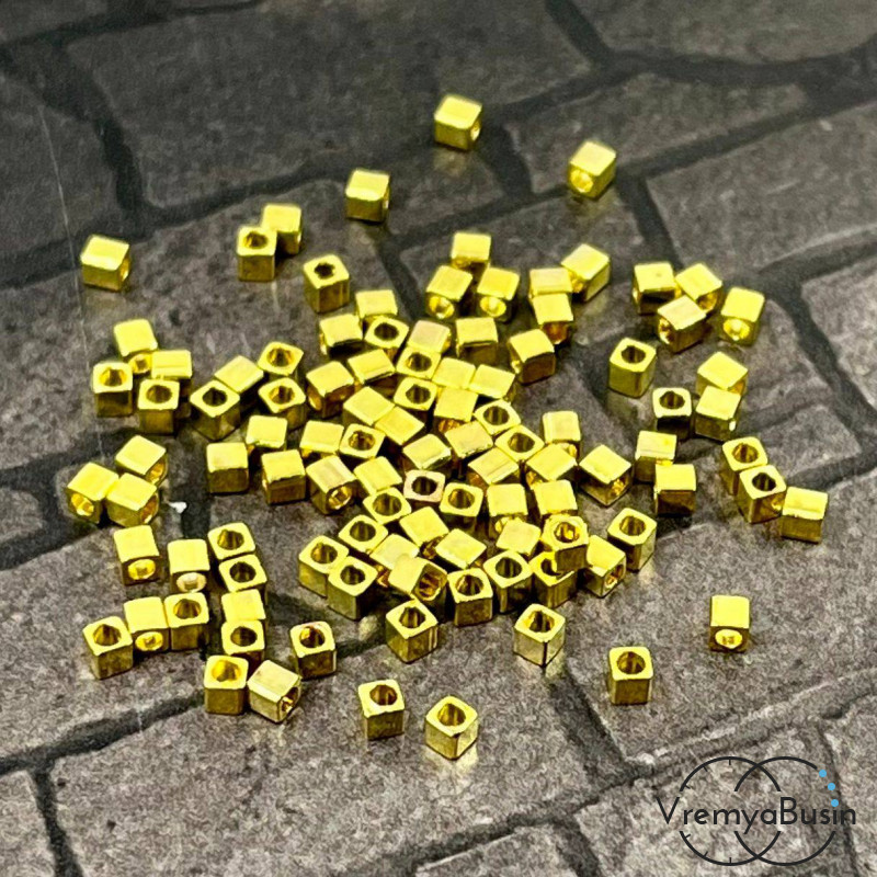 Разделители кубики, 2 мм, цв. золото (упак. ок. 100 шт.)