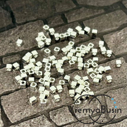Разделители кубики, 2 мм, цв. серебро (упак. ок. 100 шт.)