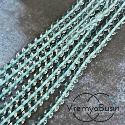 Аква-Кварц, шарик граненый 6 мм (1/2 нити, 32 шт.)