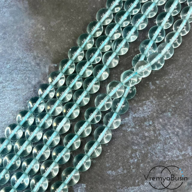 Аква-Кварц, шарик граненый 8 мм (1/2 нити, 24 шт.)