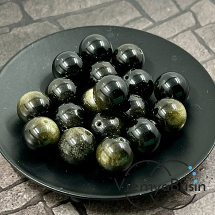 Обсидиан золотой, шарик гладкий 6-8-10-12 мм (1 шт.)