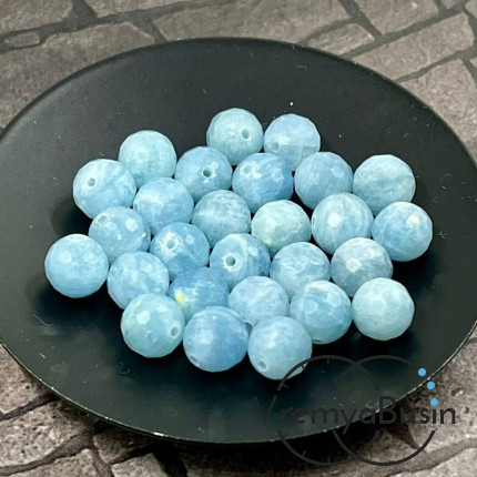 Аквамарин, шарик ок. 8 мм с ювелирной огранкой (1 шт.)