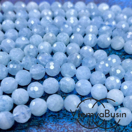 Аквамарин, шарик ок. 7 мм с ювелирной огранкой (1/2 нити, ок. 27 шт.)