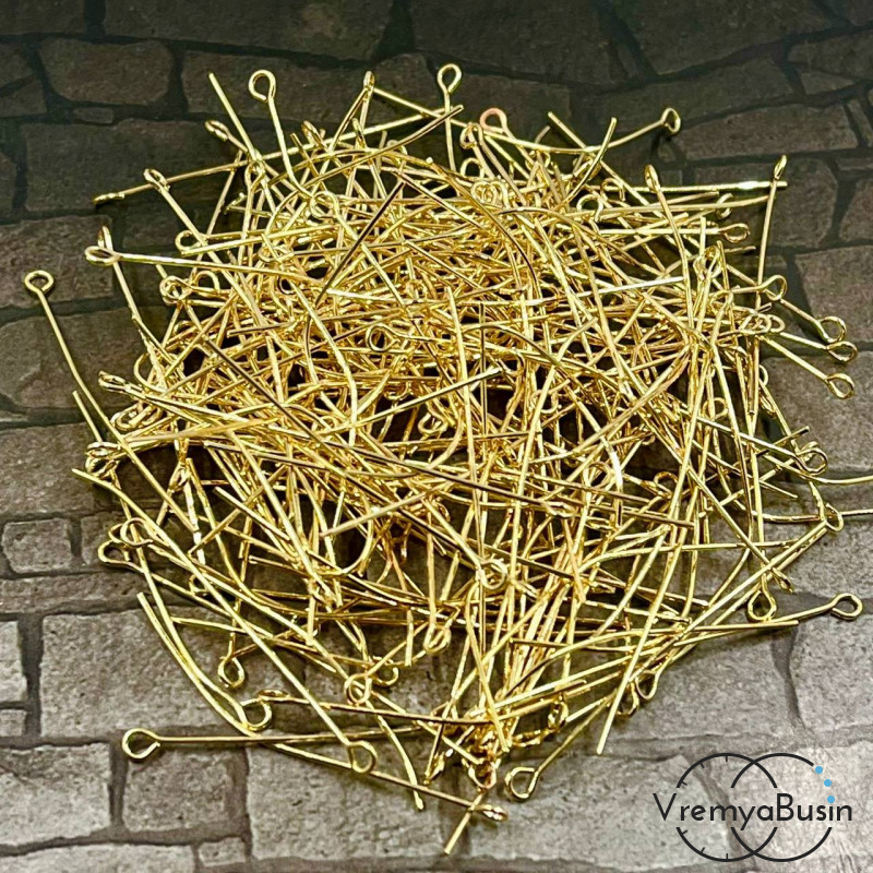 Пины с петелькой, 50 мм, цв. КС золото (упак. ок. 100 шт.)