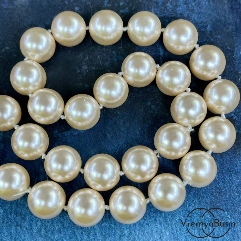 Жемчуг майорка, шарик гладкий 14 мм (1/2 нити, ок. 14 шт.)