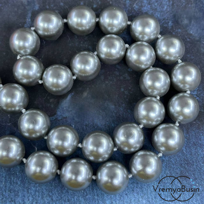 Жемчуг майорка, шарик гладкий 14 мм (1/2 нити, ок. 14 шт.)