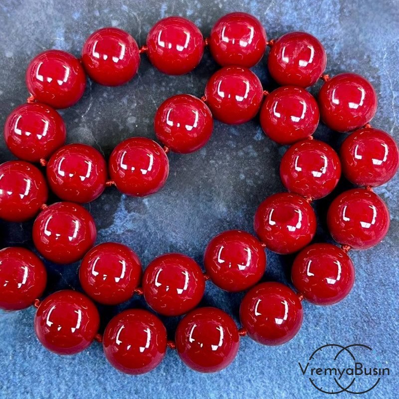 Жемчуг майорка, шарик гладкий 14 мм (1/2 нити, ок. 14 шт.)