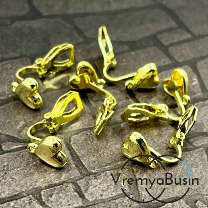 Швензы-клипсы, 8х9 мм, латунь с позолотой (1 пара)