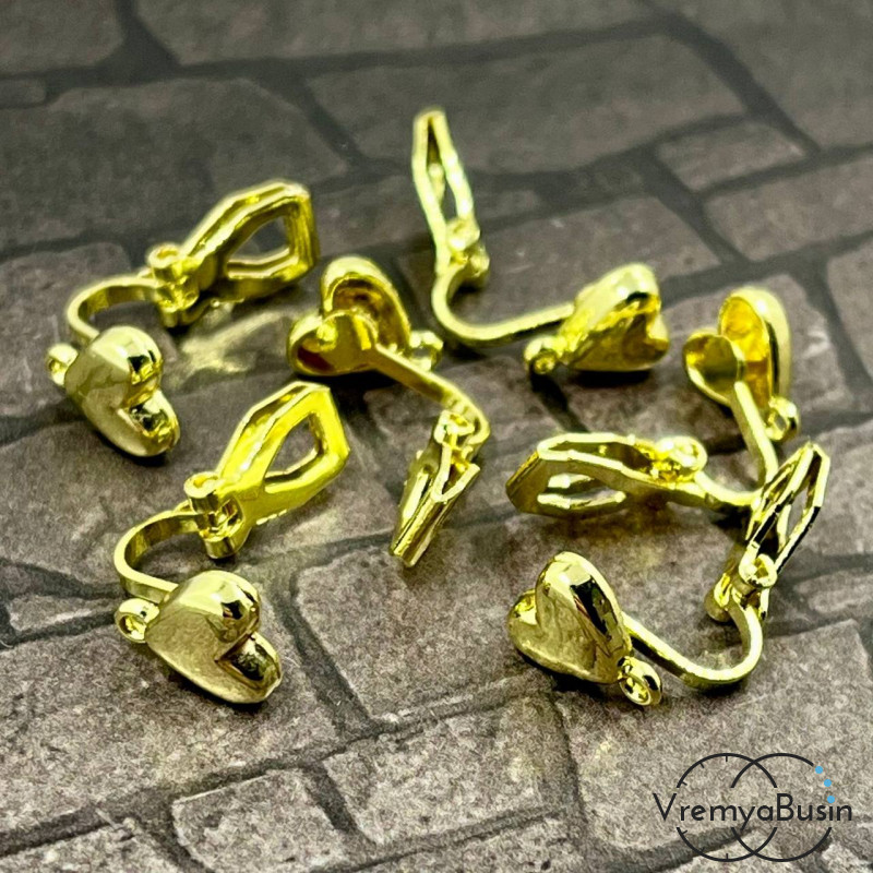 Швензы-клипсы, 8х9 мм, латунь с позолотой (1 пара)