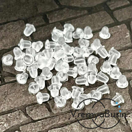 Заглушки для серег силиконовые, 4х5 мм  (1 гр., ок. 30 шт.)