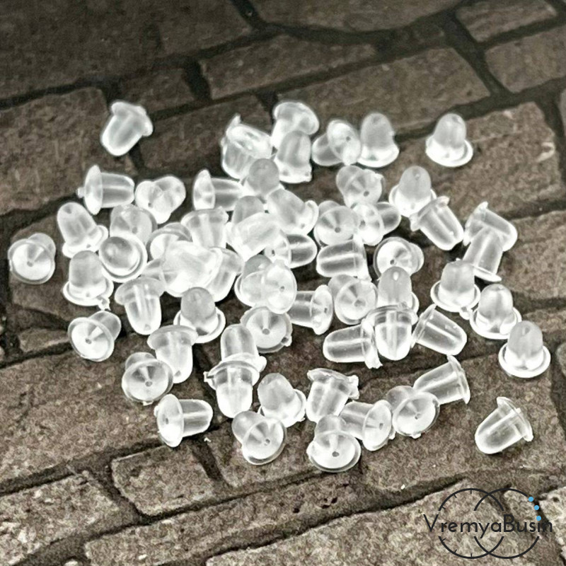 Заглушки для серег силиконовые, 4х5 мм  (1 гр., ок. 30 шт.)