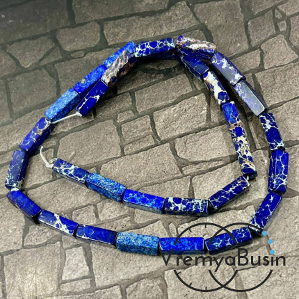 Варисцит, трубочка гладкая прямоугольная, 13х4 мм, цв. синий  (нить, ок. 30 шт.)