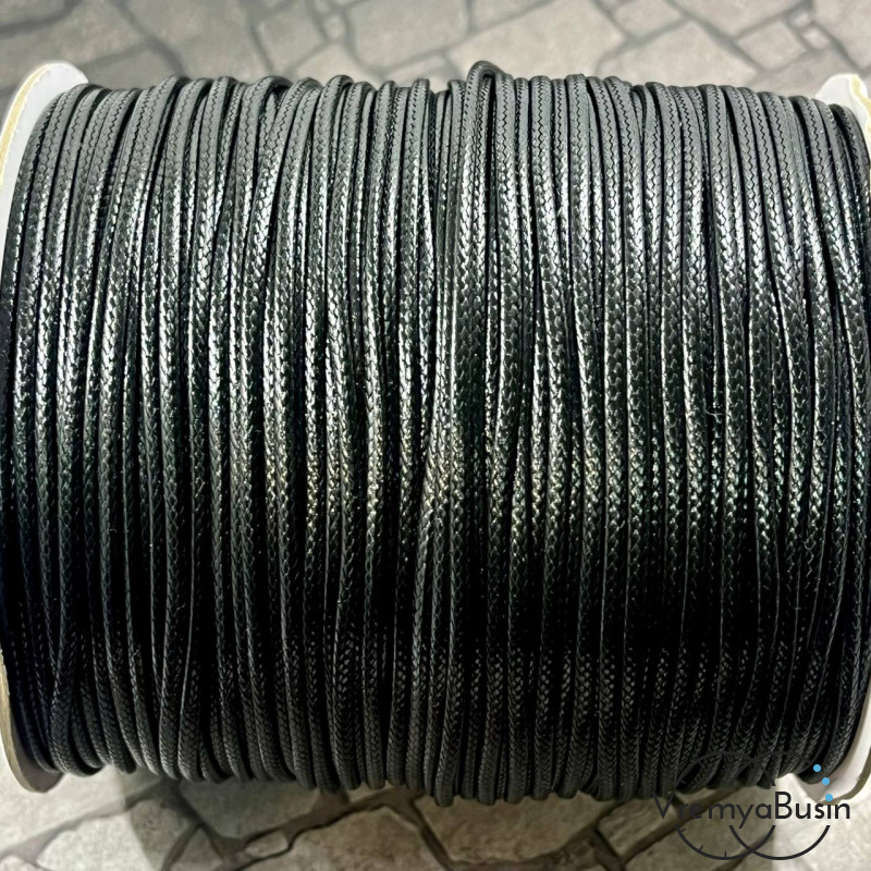 Шнур вощеный лавсановый 1.5 мм, цв. чёрный (1 м.)