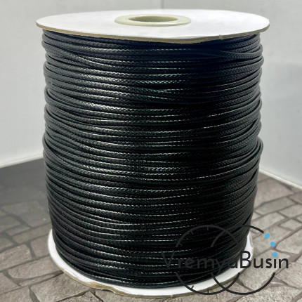 Шнур вощеный лавсановый 1.5 мм, цв. чёрный (1 м.)