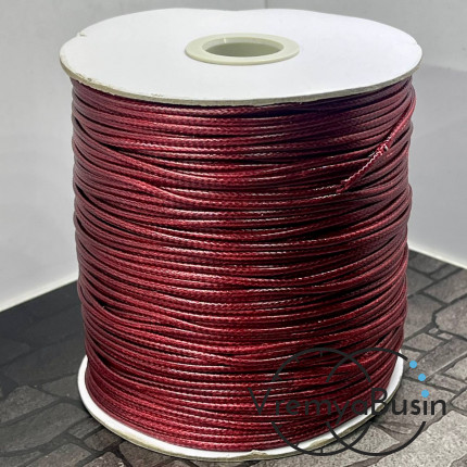 Шнур вощеный лавсановый 1.5 мм, цв. бордовый  (1 м.)