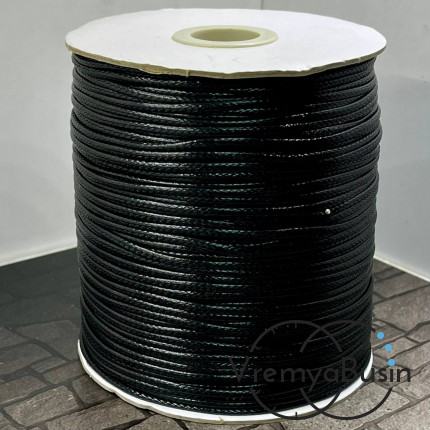 Шнур вощеный лавсановый 1.5 мм, цв. чёрный (катушка, ок. 150 м.)