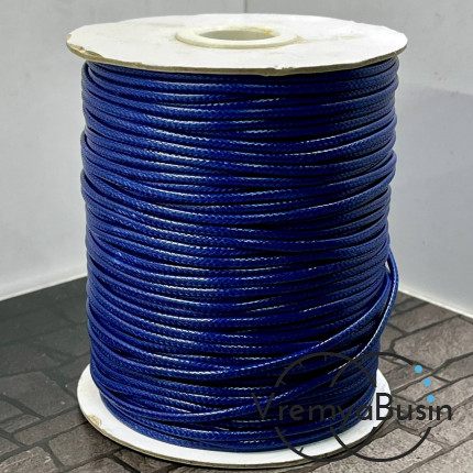 Шнур вощеный лавсановый 2 мм, цв. синий (катушка, ок. 75 м.)