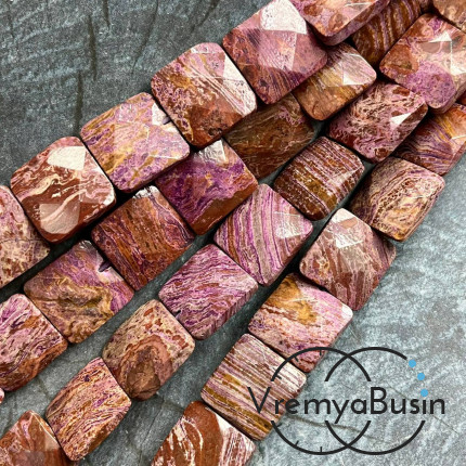 Яшма тонир., плоские граненые квадратики, ок. 16х16х5       мм (нить, ок. 24 шт.)