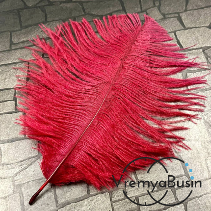 Перо страуса, ок. 15-20 см, цв.       бордовый    (1 шт.)